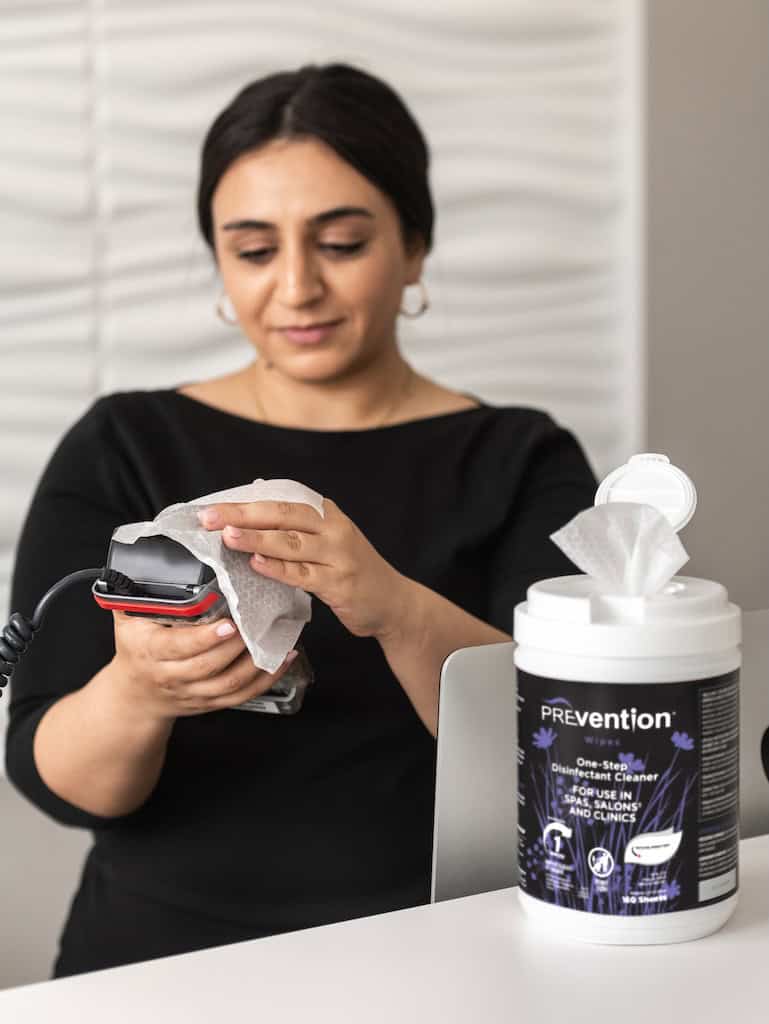 Beauty professional wiping pay device with Prevention Wipe